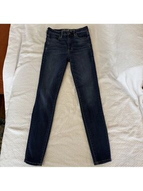 American Eagle Super Stretch Super HiRise Jegging AEO Denim 4R Womens Pants Blue